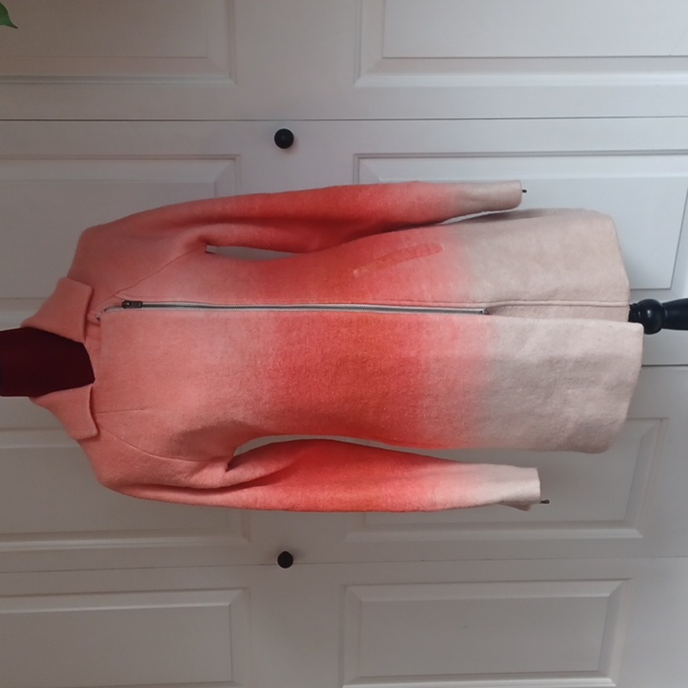Nordstrom NIC+ZOE Ombre Wool Blend Peach and Cream Trench Coat - S